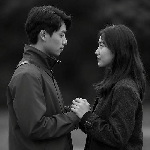 Intimate Black-and-White Couple Holding Hands