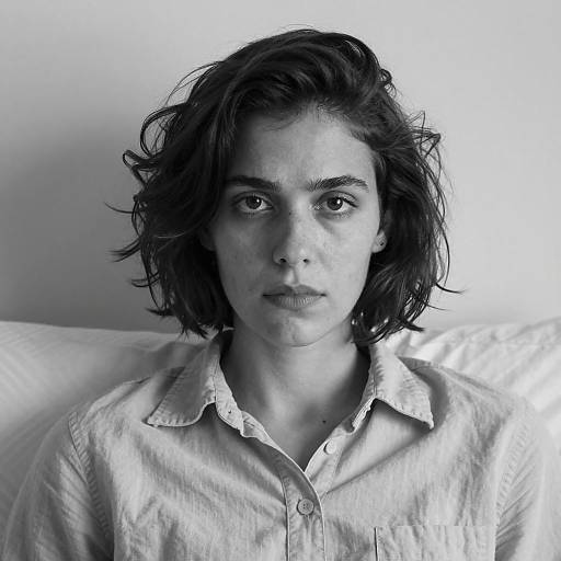 Black and White Portrait of Woman with Serious Expression