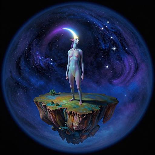 Surreal Luminescent Creature Amidst Stars