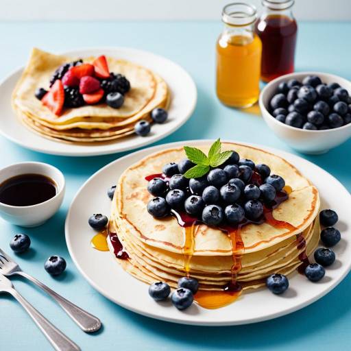 Stack of Blueberry Pancakes with Syrup