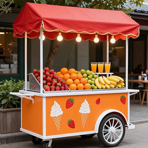 Vibrant Orange Ice Cream Vending Cart