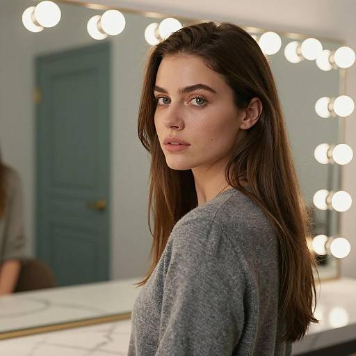 Elegant Woman in Indoor Vanity Setting