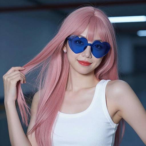 Asian Woman with Pastel Pink Hair