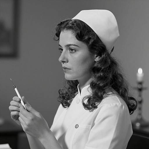 Nostalgic Nurse Portrait in Black and White