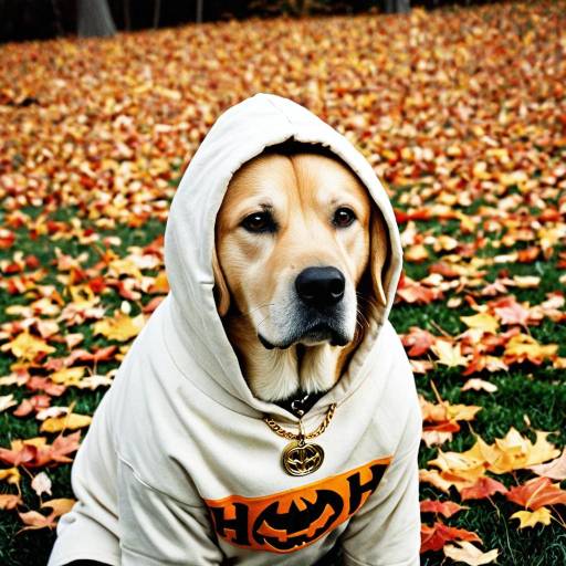 Golden Labrador in Halloween Hoodie
