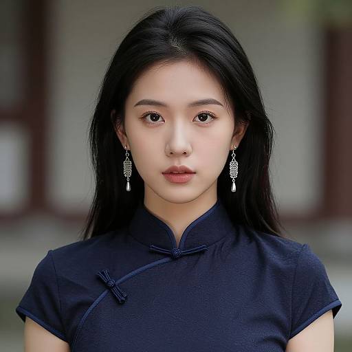 Realistic Portrait of Woman in Chinese Clothing