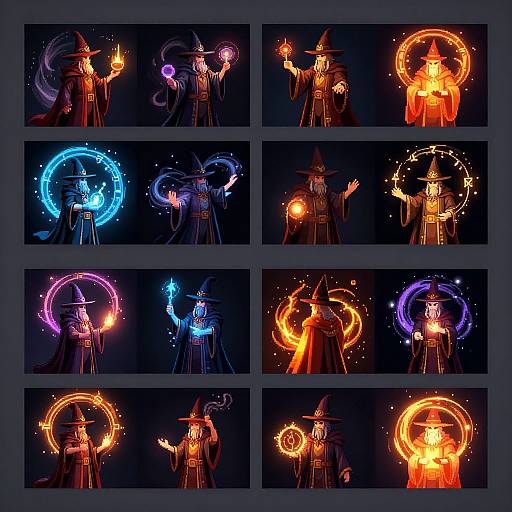Magic Wizard Spellcasting Sprite Sheet