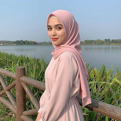 Young Woman in Pink Hijab Outdoors
