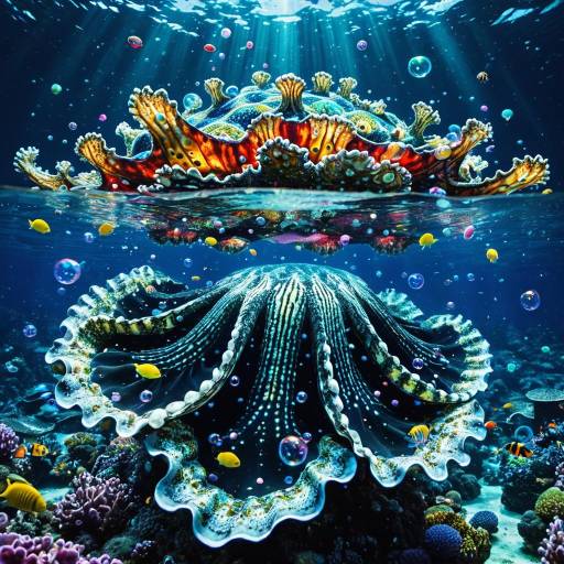 Colossal Giant Clam Swimming Underwater