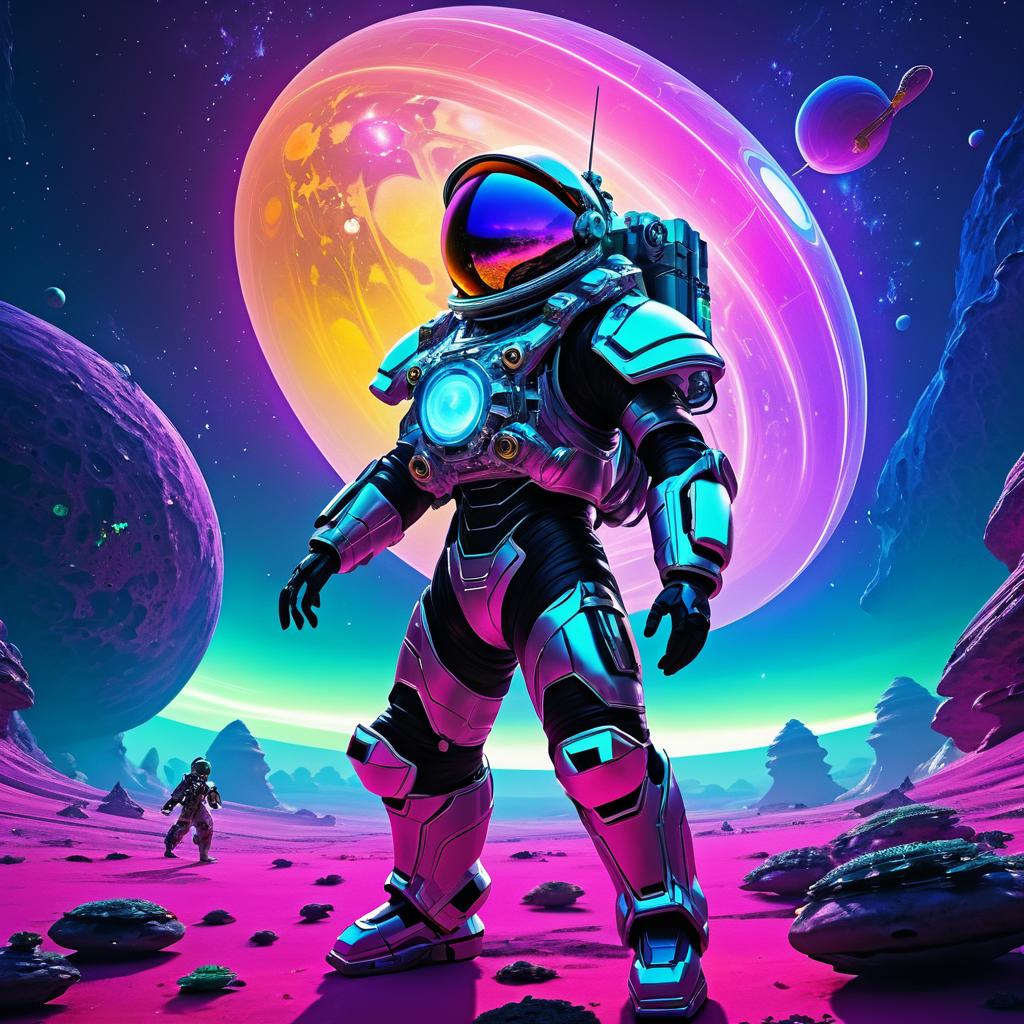 Alien Explorer in a Vibrant Landscape