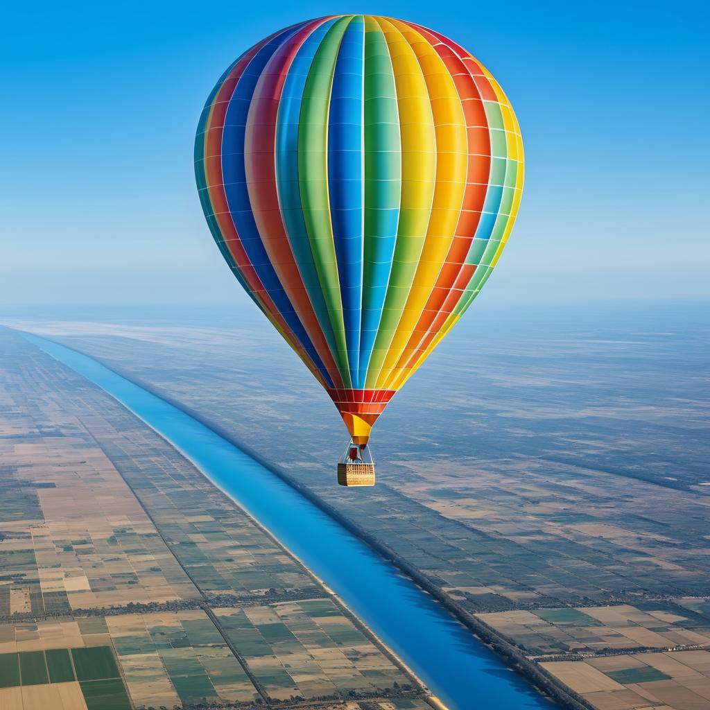 Colorful Hot Air Balloon in Clear Sky