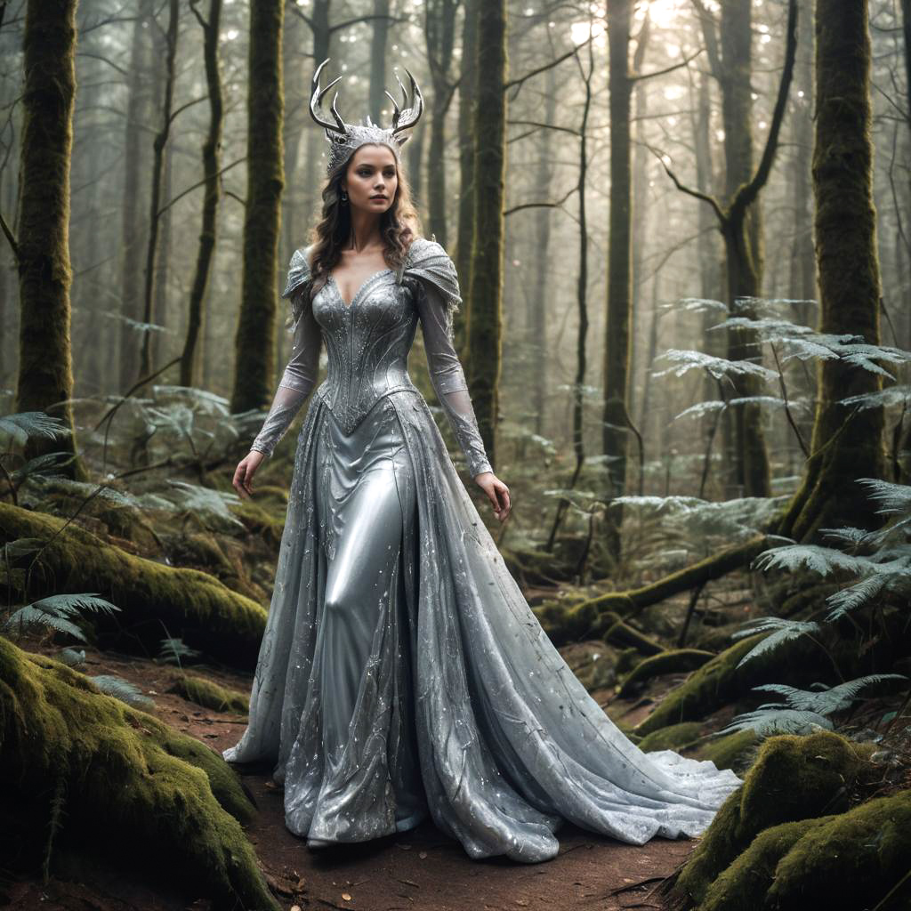 Mystical Creature in a Silver Gown