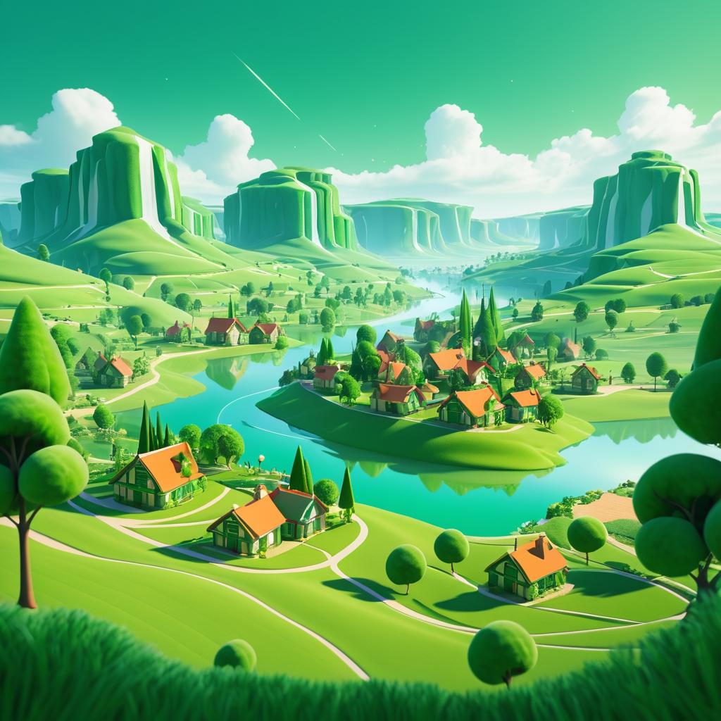 Enchanting Landscape of Emerald Vale Town