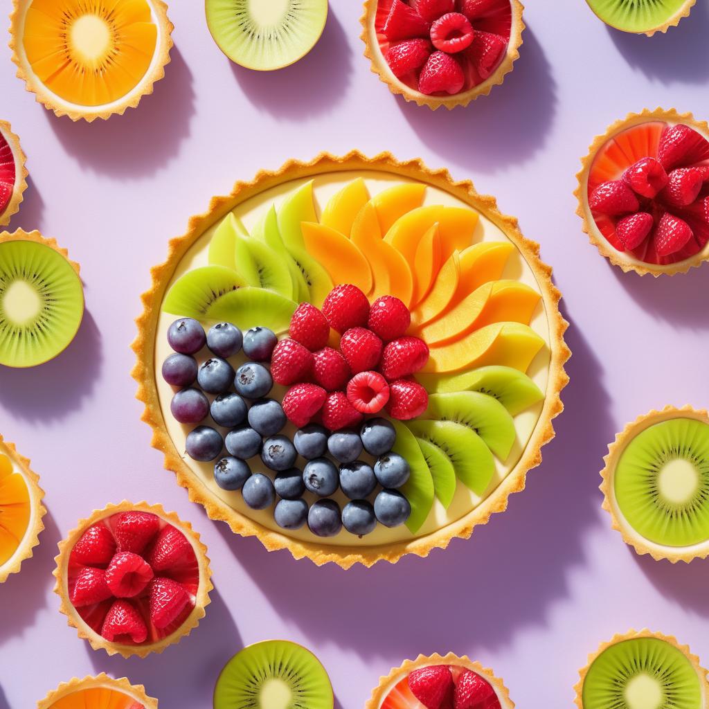 Vibrant Pastel Fruit Tart Photography