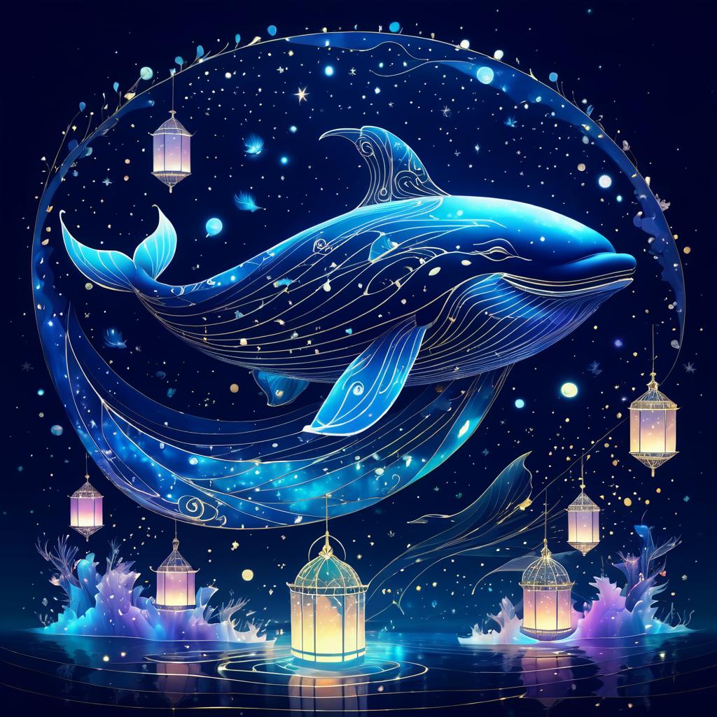 Celestial Whale in a Serene Underwater Realm