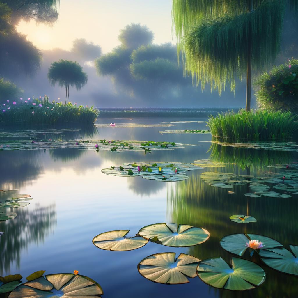 Ultra HD Monet Style Water Lily Pond Art