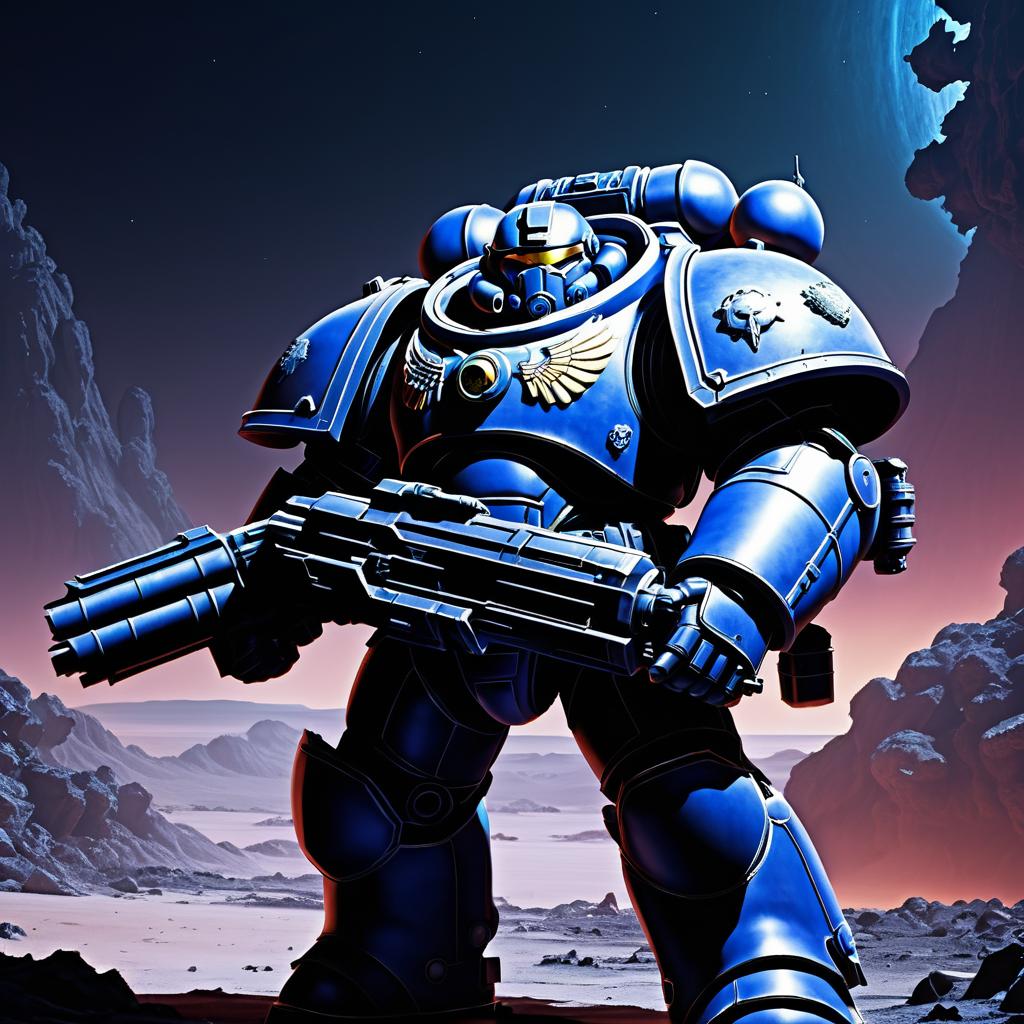 Hyper-Realistic Space Marine in Battle