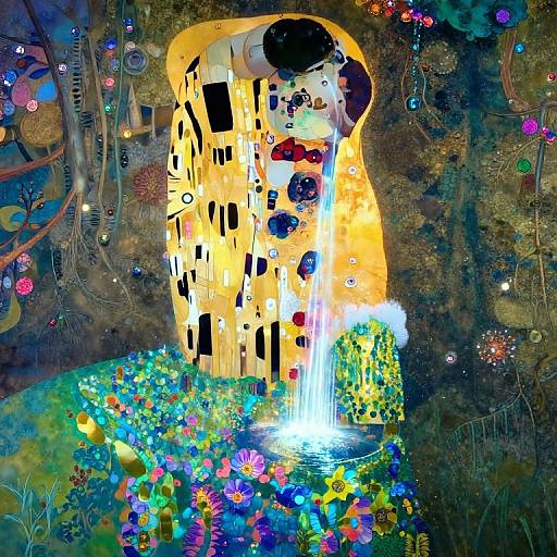 Vivid, digital painting of Gustav Klimt's 