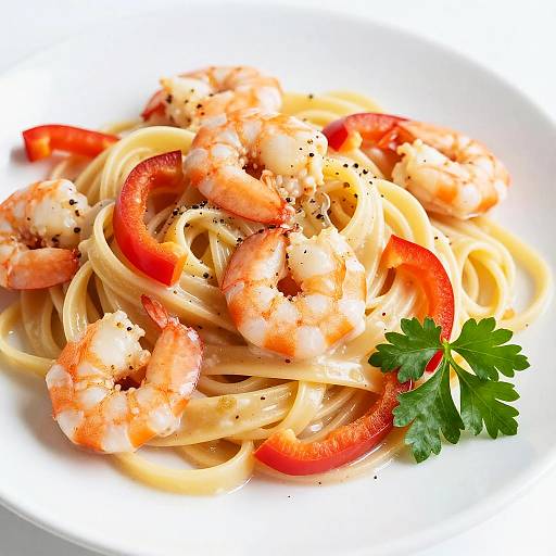 Close-Up Fettuccine with Shrimp
