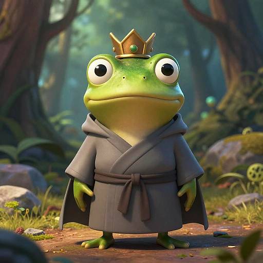 Cute Frog Monk in Fantasy Forest