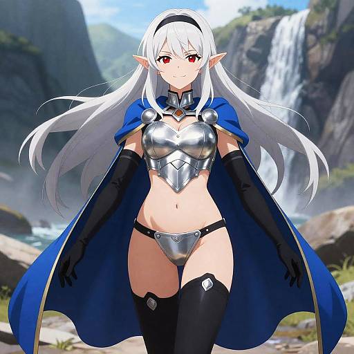 Scarlet-Eyed Armored Corrin at Waterfall