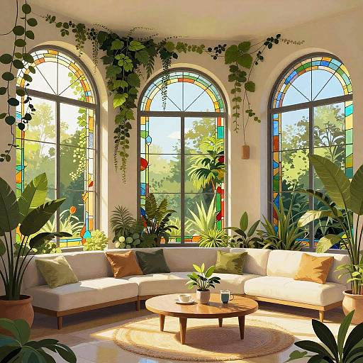 Serene Modern Botanical Glass Interior
