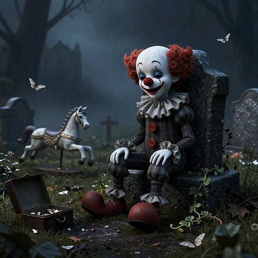 Forlorn Marionette on Crooked Gravestone