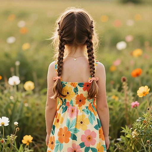 Child with Dutch Braids in Meadow