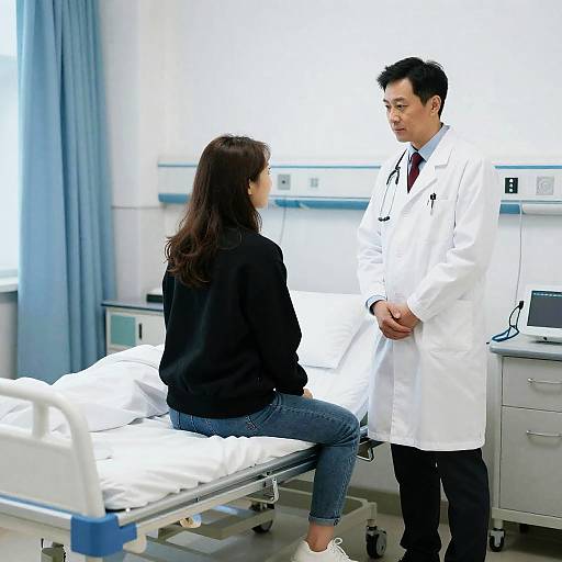 Hospital Scene with Doctor and Patient