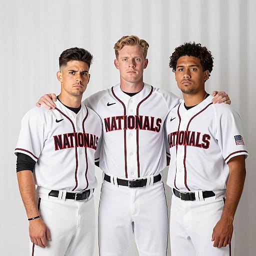 Three Men in Baseball Uniforms Portrait