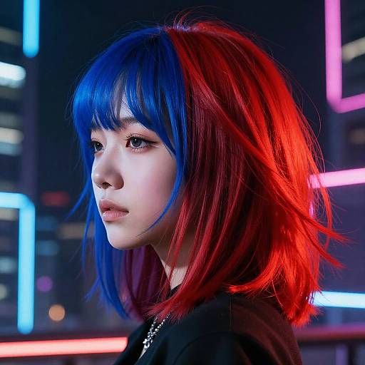 Vibrant Split-Color Cyberpunk Hair