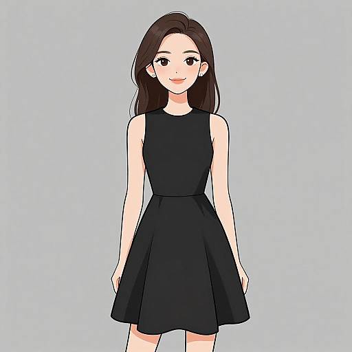 Smiling Woman in Minimalist Black Dress