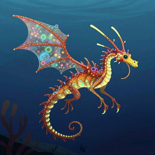 Bioluminescent Sea Dragons in MSPaint