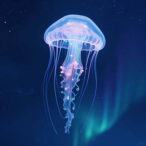 Bioluminescent Jellyfish in Starry Deep