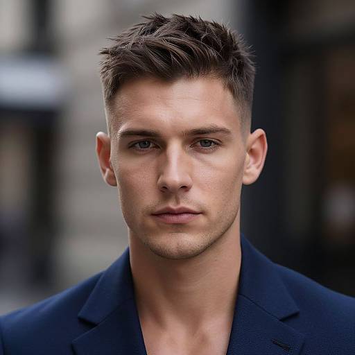 Textured Haircut European Man Close-Up