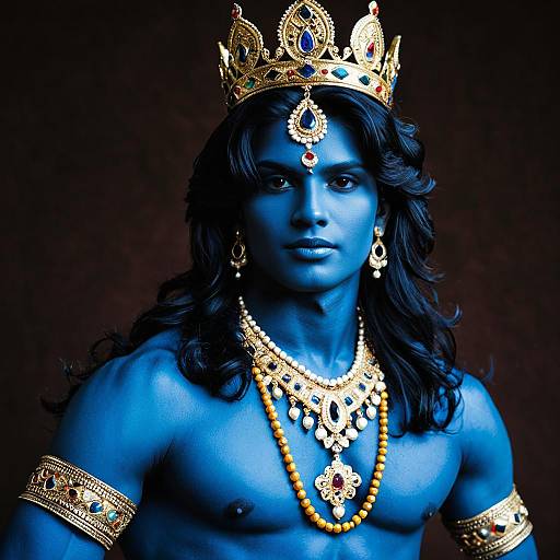 Portrait of Man in Sri Krishna Fancy Dress