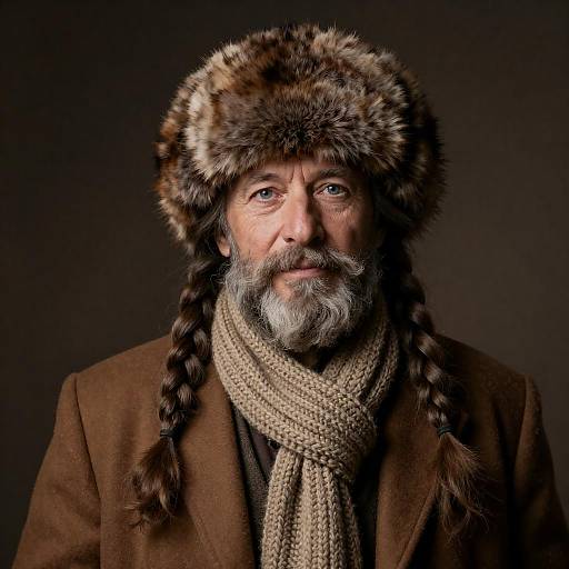 Portrait of an Elderly Man in Fur Hat
