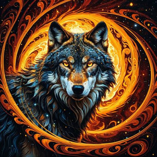 Surreal Majestic Wolf with Ethereal Energy Swirls