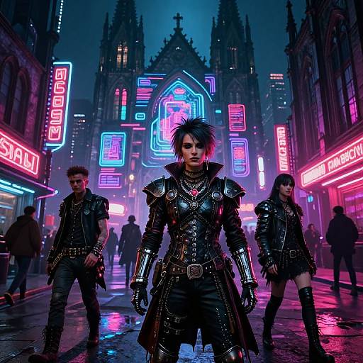 Cyberpunk Renaissance Cityscape at Night