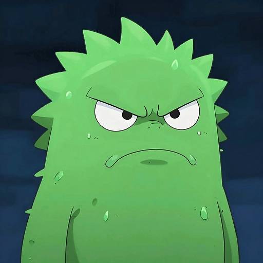 Cartoonish Green Spiky Creature