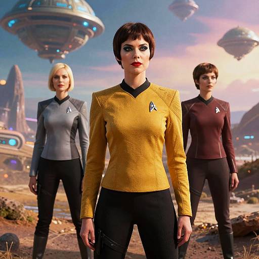 Stylish Star Trek Women Exploring Aliens