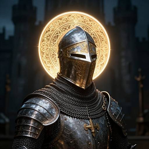 Medieval Knight with Ethereal Halo