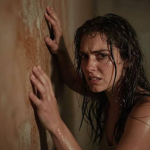 Intense Portrait of a Woman in Distress