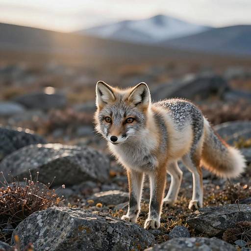Arctic Fox in Yukon Rocky Tundra