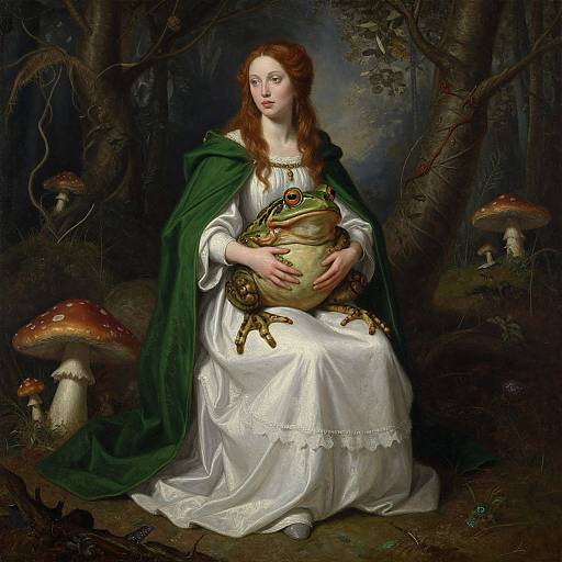 Surreal Gothic Woman and Mutant Frog