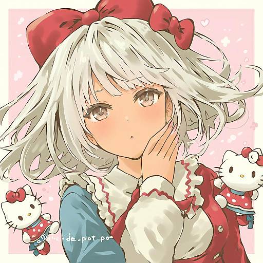 Illustration of Hello kitty (character), sanrio in the style of Pot-de