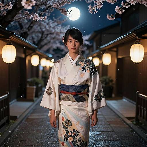 Samurai Moonlit Street Scene