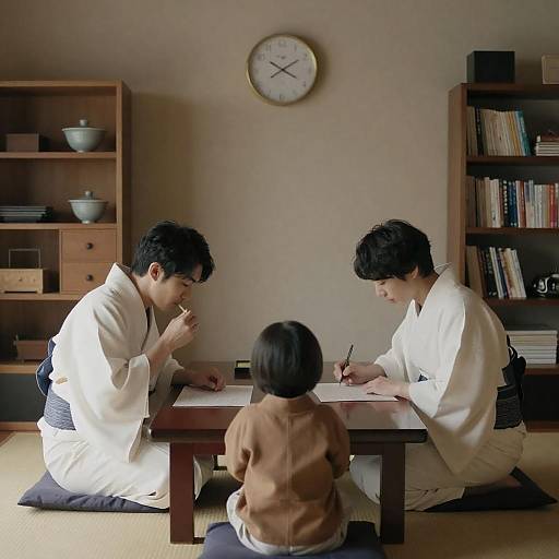 Serene Japanese Room with Family Gathering