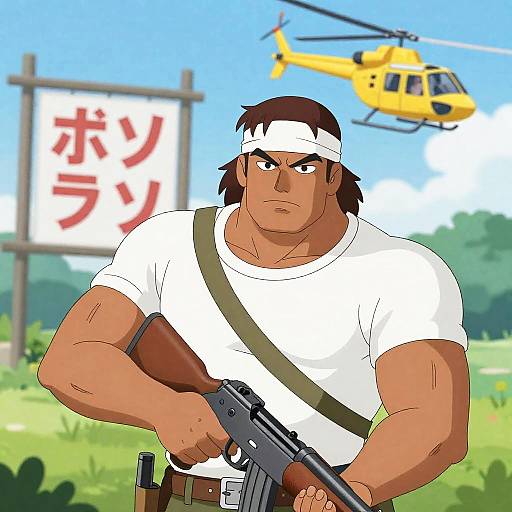 Intense Warrior in Action Scene