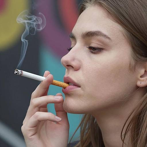 Captivating Profile of a Smoking Beauty